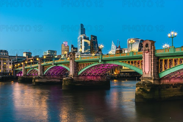 Southwark Bridge ane Skyscrapers over River Thames