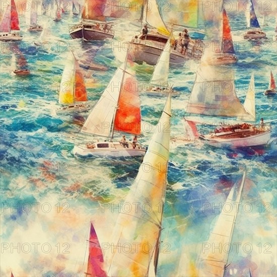 Seamless tile of sail boat theme abstract background