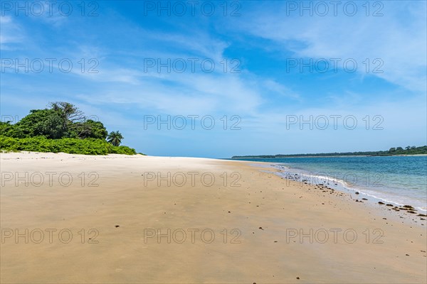 Long sandy beach on a little islet in Marinho Joao Vieira e Poilao National Park