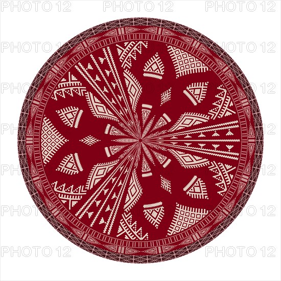 Tunisian embroidery inspired round design element