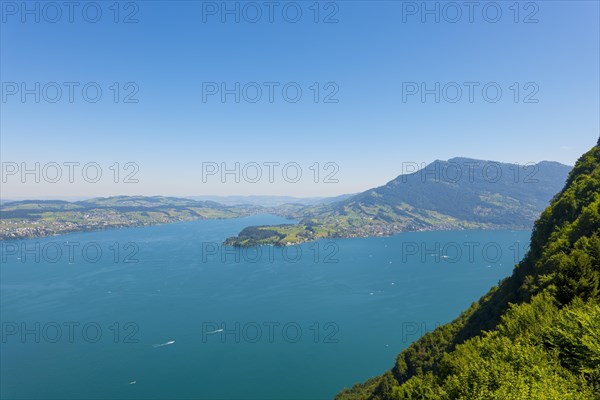 Aerial View over Lake Lucerne and Mountain in Burgenstock