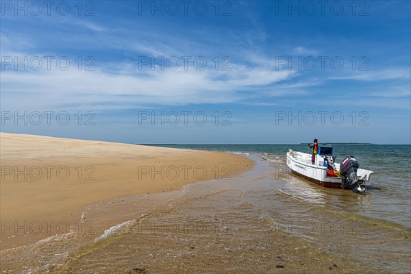 Long sandy beach on a little islet in Marinho Joao Vieira e Poilao National Park