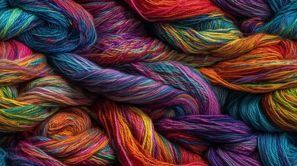 Truly seamless tile of colorful knitting yarn and string background