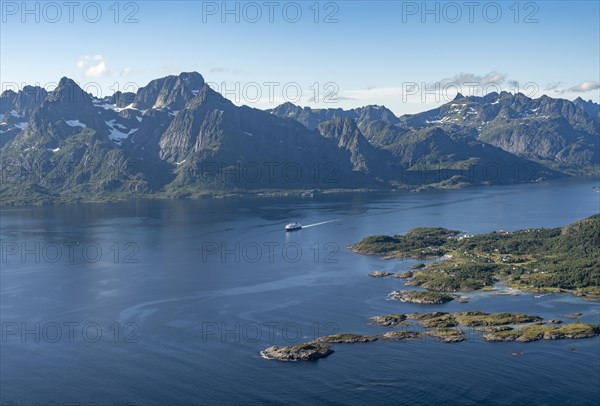 Hurtigruten cruise ship in the fjord