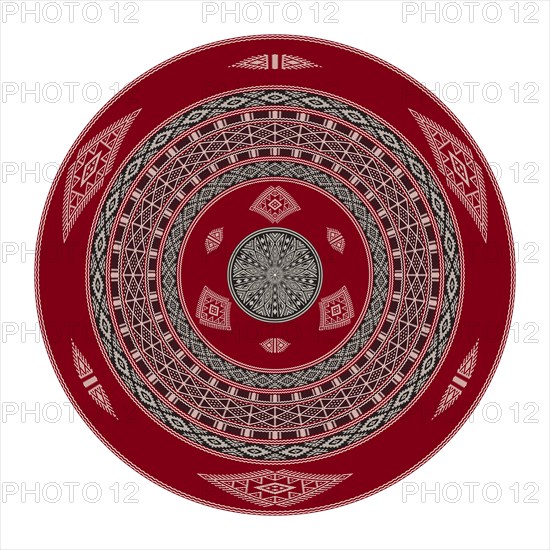 Tunisian embroidery inspired round design element