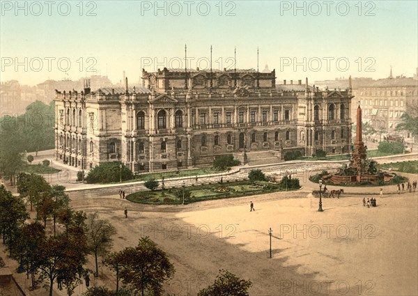 Augustaplatz with Museum and Mendebrunnen in Leipzig