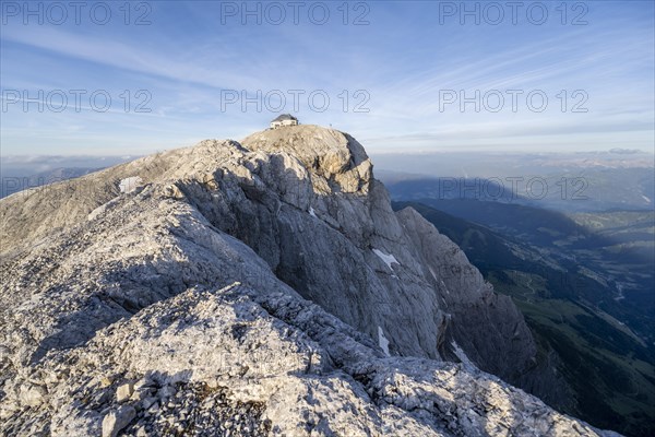 Hochkoenig with Matrashaus mountain hut in the evening light