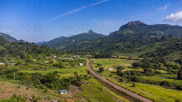 Aerial of the mountain scenery around Man