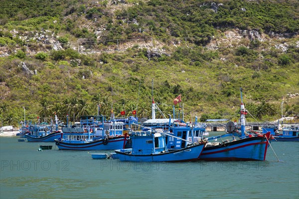 Coastal landscape with fishing boats