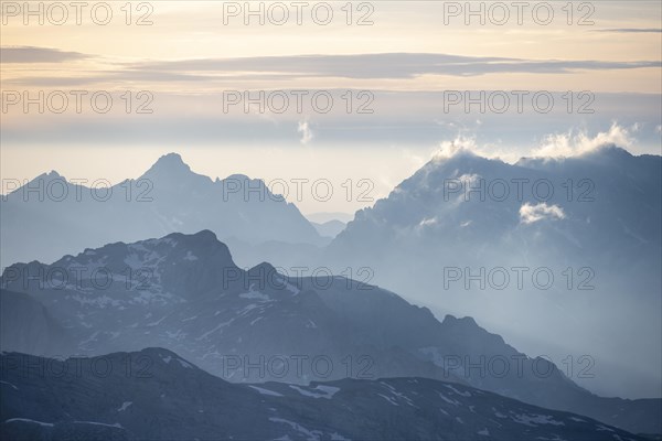 Silhouettes of mountains at sunset