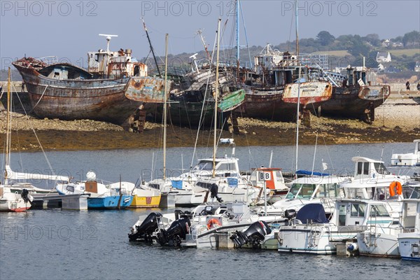 Shipwrecks in Camaret sur Mer harbour in Crozon peninsula