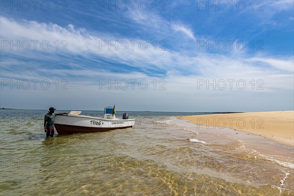 Long sandy beach on a little islet in Marinho Joao Vieira e Poilao National Park