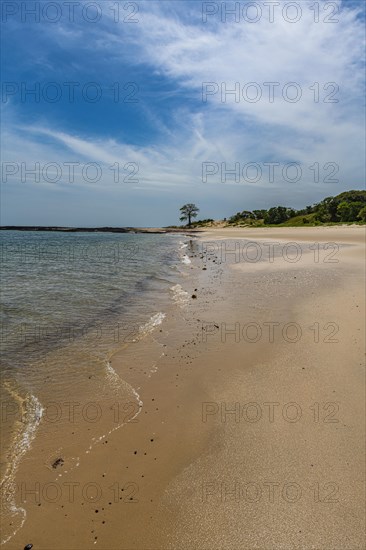 Long sandy beach on a little islet in Marinho Joao Vieira e Poilao National Park