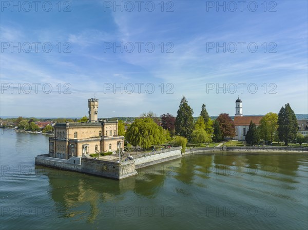 Aerial view of Montfort Castle with Saint Martin Church