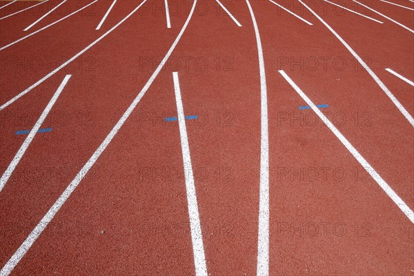 Lines on a tartan track sports field