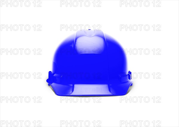 Blue construction safety hard hat facing forward isolated on white ready for your logo