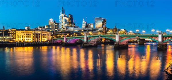 Southwark Bridge ane Skyscrapers over River Thames