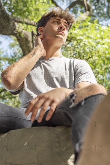 Low angle view of a young man