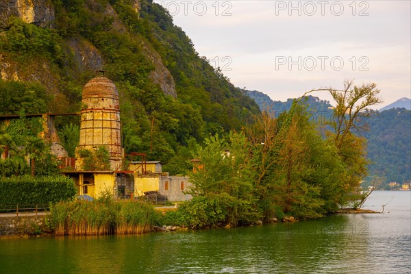 Old Factory Manufactures Hydrated Lime in Clods and Fertilizer on Lake Lugano in Caslano