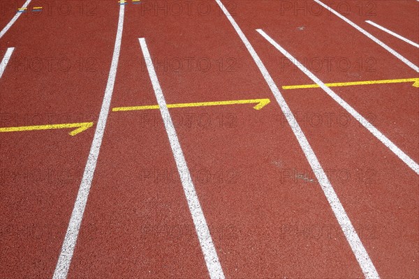 Lines on a tartan track sports field