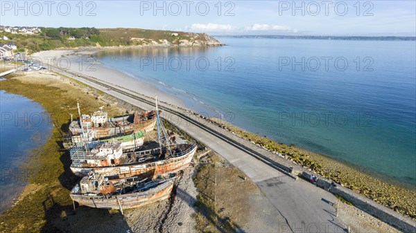 Shipwrecks in Camaret sur Mer harbour in Crozon peninsula