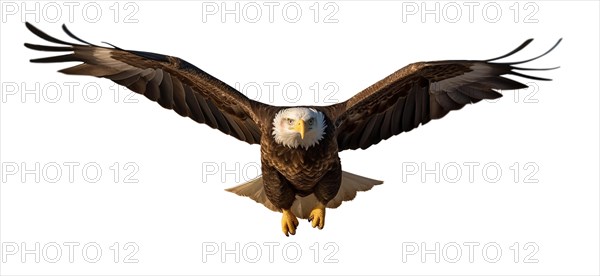 American bald eagle in flight isolated on a white background