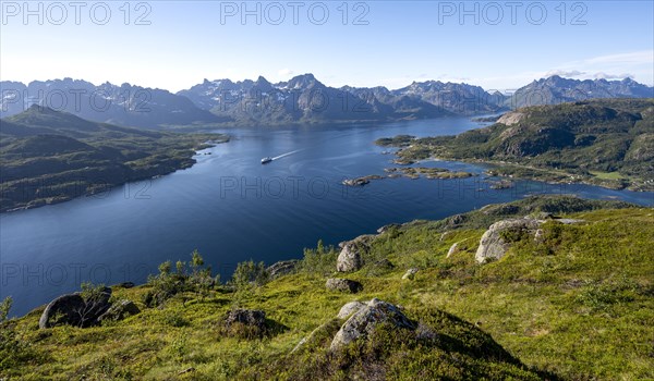 Hurtigruten cruise ship in the fjord