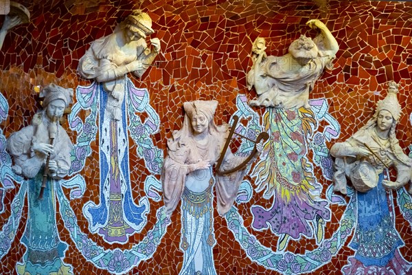 Colourful mosaic and figures