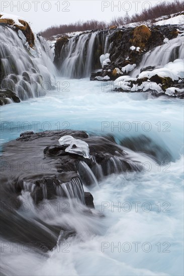 Bruarfoss waterfall in winter