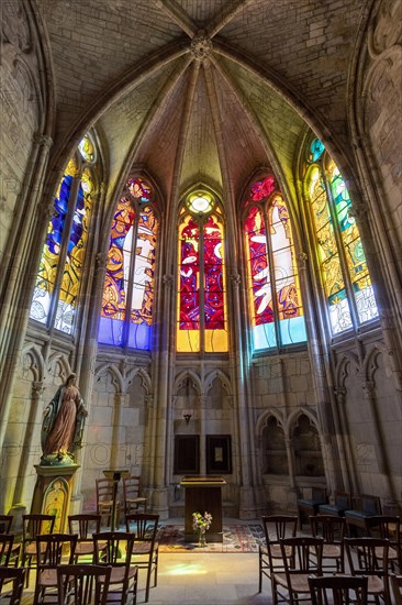 Nevers. Cathedral Saint-Cyr-Sainte-Julitte. The largest collection of contemporary stained glass windows in Europe by the artists Raoul Ubac