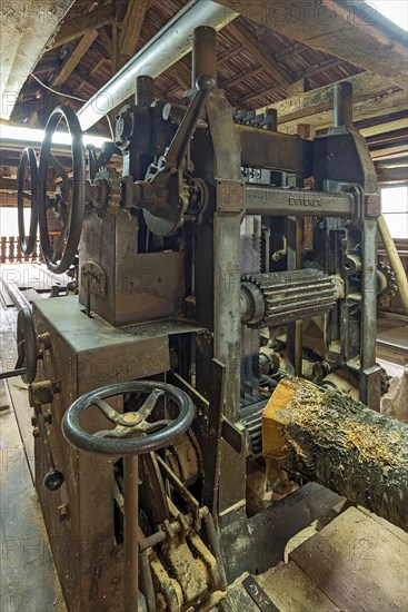 Gang saw in a historic sawmill built in 1870