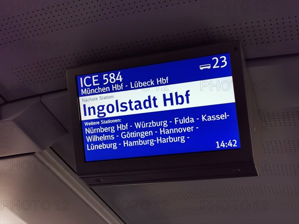 Screen in a Deutsche Bahn IC train