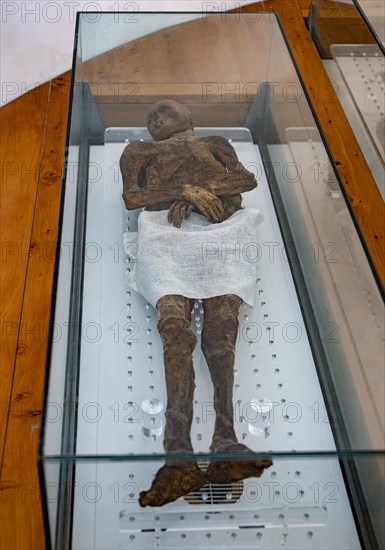 Mummy in the Romanesque chapel of San Michele