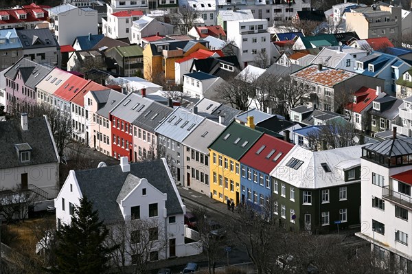 View of the colourful rooftops of Reykjavik
