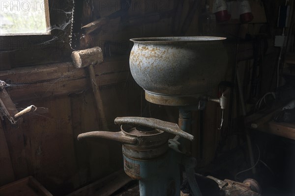 Old butter machine in an agricultural museum