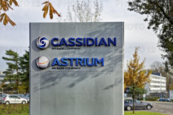 Company sign: Cassidian and Atrium are part of Airbus Defence and Space. Friedrichshafen