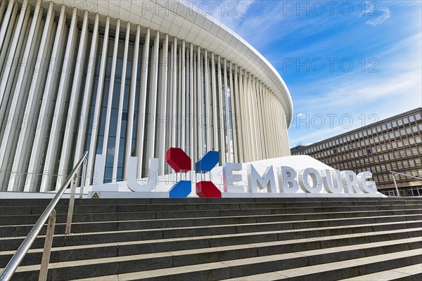 Philharmonie Luxembourg with lettering