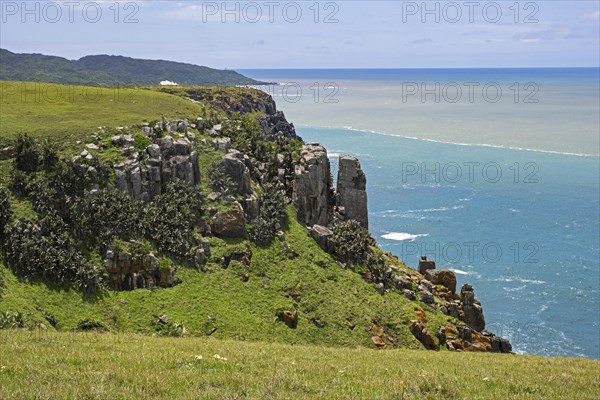 View over the Indian Ocean and Morgan Bay sea cliffs at the Southern end of the Wild Coast