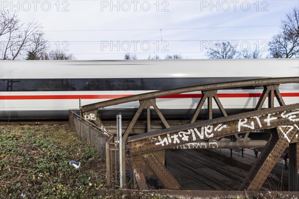 Arch bridges at Stuttgart North Station with ICE