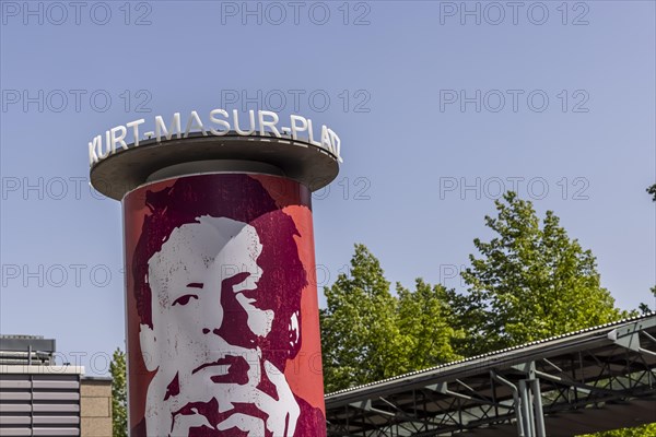 Advertising pillar on Kurt Masur Square