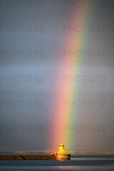 Rainbow in the old harbour of Reykjavik