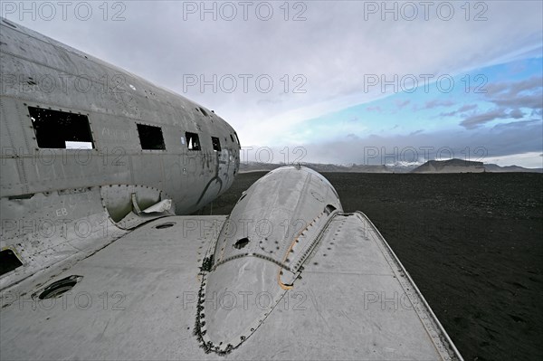 Plane wreckage on the lava beach of Solheimasandur on the south coast of Iceland