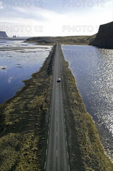 Road to the small peninsula of Dyrholaey on the south coast of Iceland