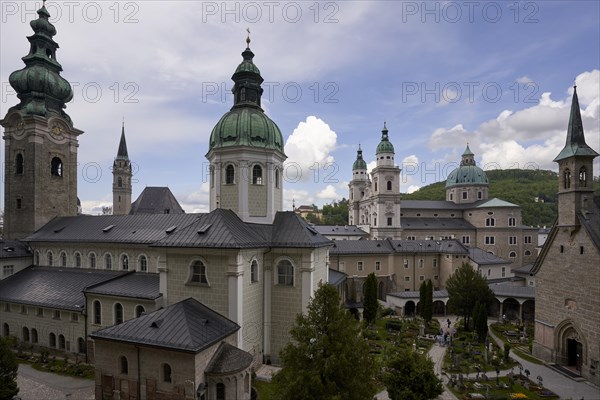 View of Salzburg Cathedral and St. Peter's Abbey