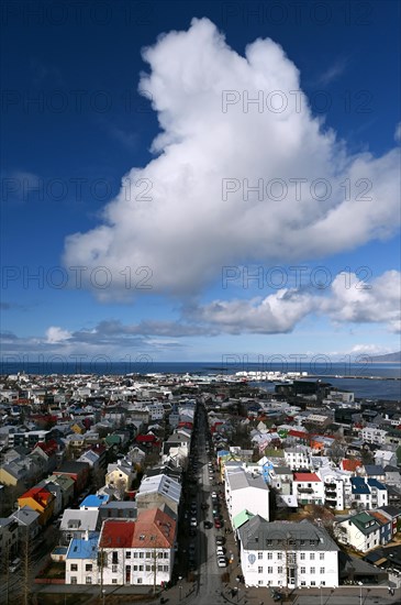 View of the colourful rooftops of Reykjavik