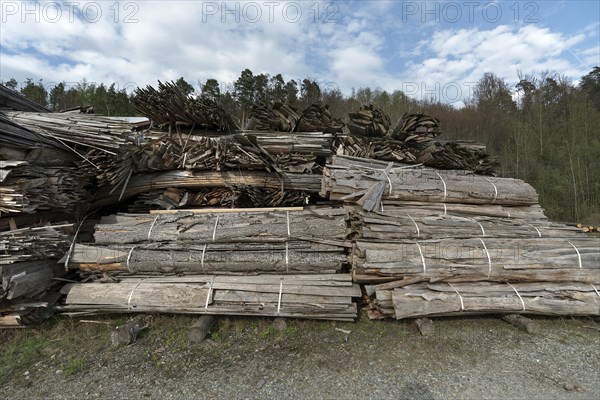 Stacked slabs from a sawmill