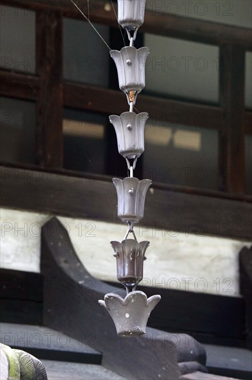 Drain chain of a wooden house at Narai-juku traditional small town in Nagano Japan