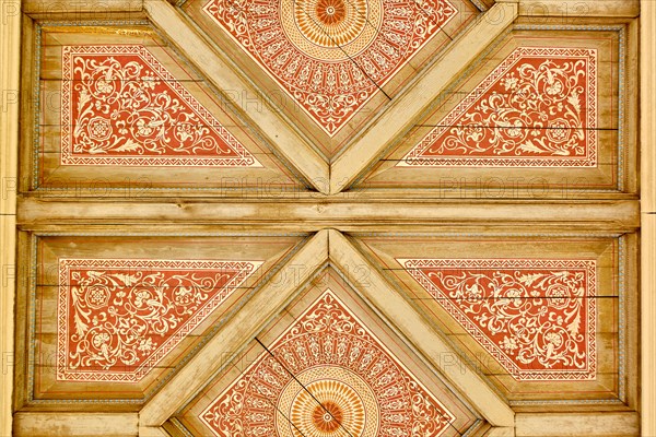 Detail of painted wooden ceiling