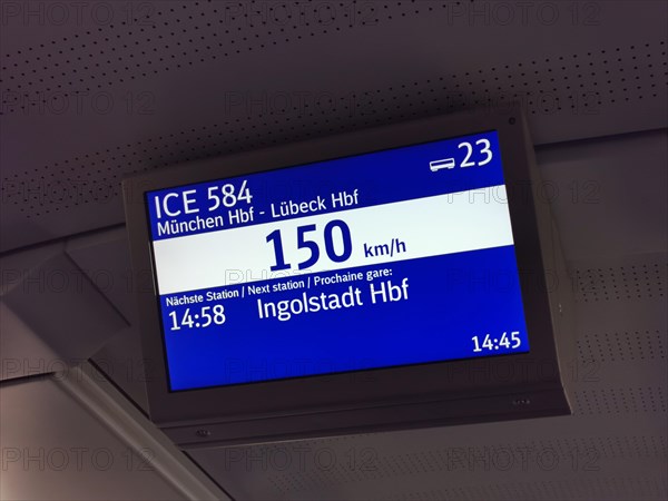 Screen in a Deutsche Bahn IC train