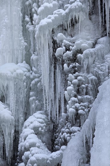 Frozen Radau waterfall in winter near Bad Harzburg